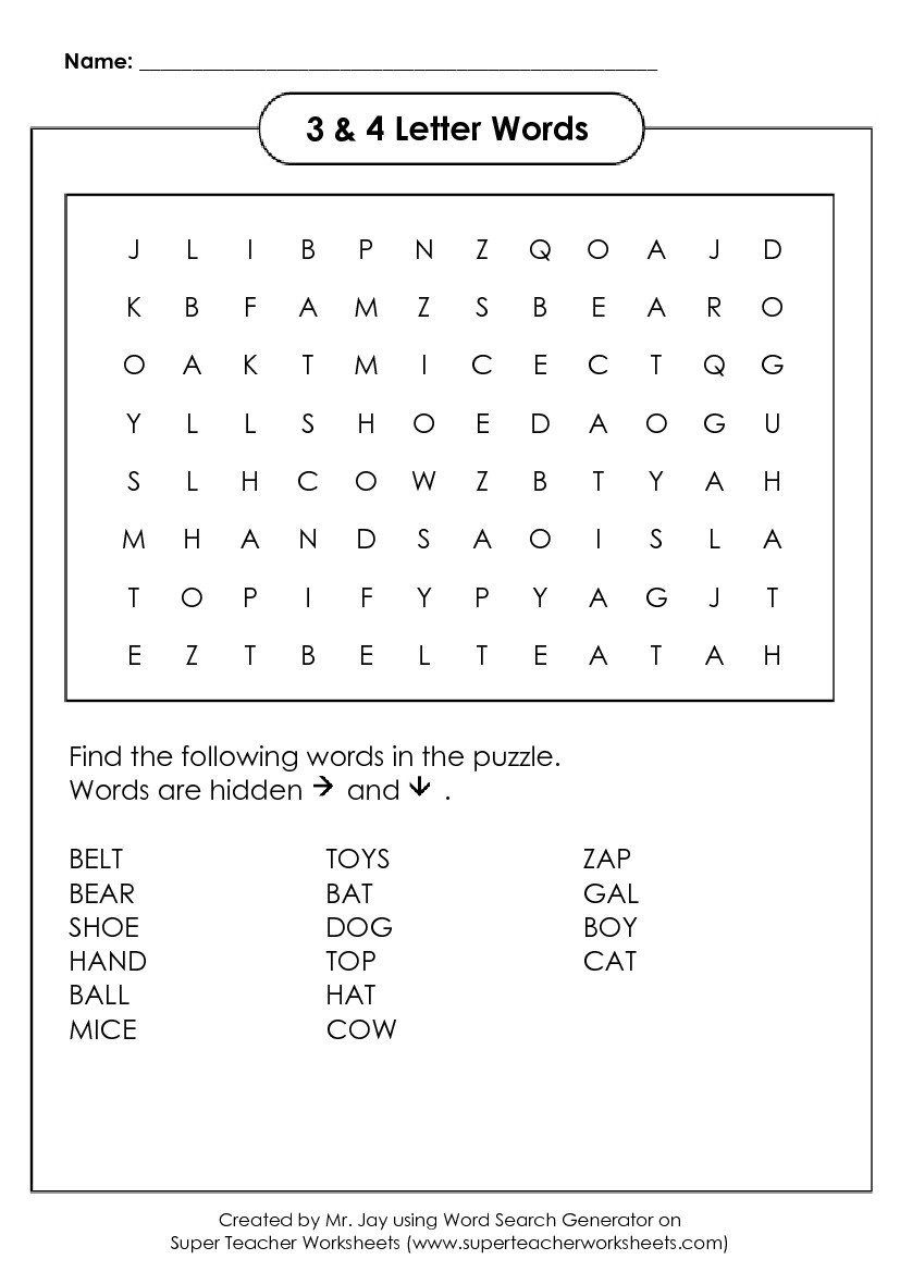 Word Search Puzzle Generator - Worksheet Word Puzzle