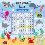 Words Search Puzzle Game Of Ocean Animals For Preschool Kids   Printable Animal Puzzle