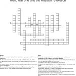 World War One And The Russian Revolution Crossword   Wordmint   Wwi Crossword Puzzle Printable