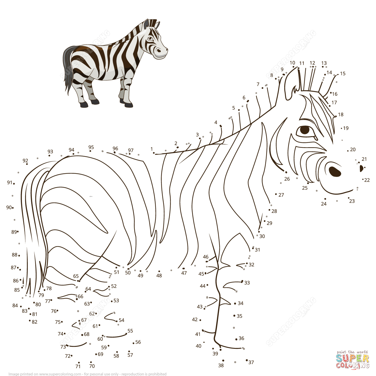 Zebra Dot To Dot | Free Printable Coloring Pages - Printable Zebra Puzzles