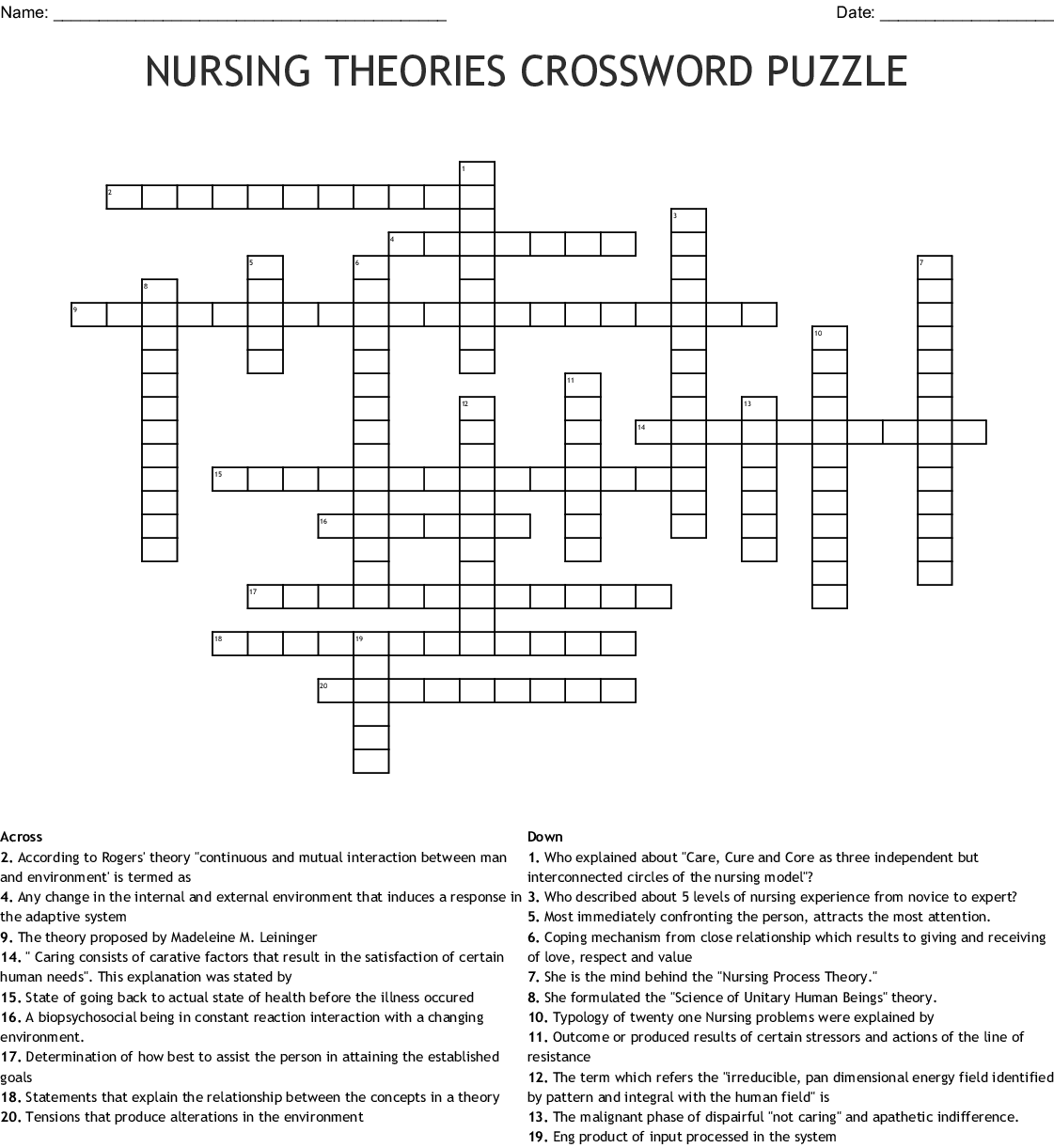Free Printable Nursing Crossword Puzzles Printable 
